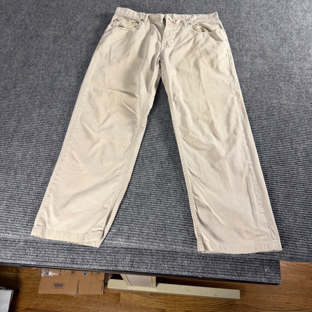 Faconnable‎ Jeans Mens Khaki Cotton Twill Pants Tan Straight Leg Size 36R